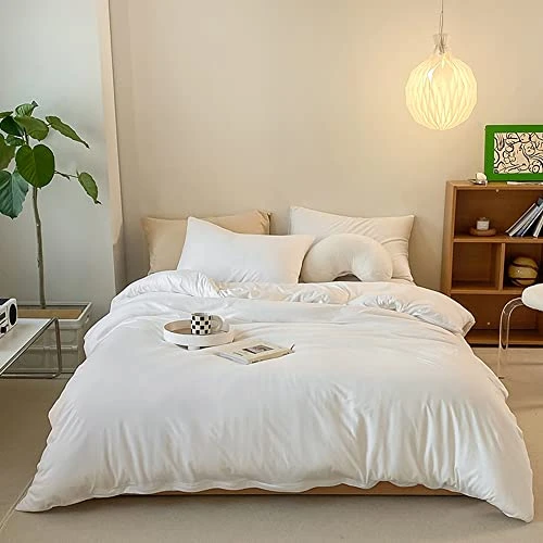 CLOTHKNOW | White Queen Size Comforter Sets 3Pcs