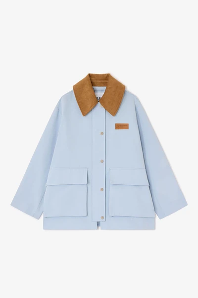 Veste midi en sergé bleu