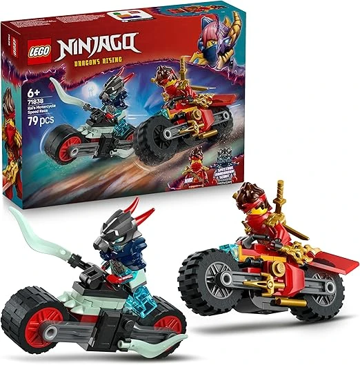 LEGO Ninjago Kai Et La Course De Motos - Jouet avec 2 Motos Ninjas Et Roues Mobiles - 2 Minifigurines avec Accessoires De Combat - Cadeau pour Garçon Dès 6 Ans & Fans du Soulèvement des Dragons 71838