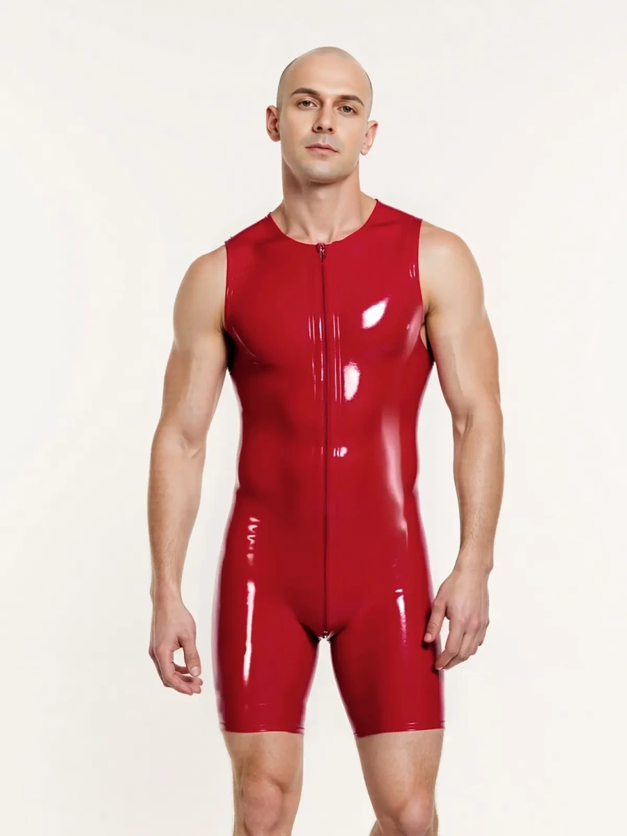 Body musclé sans manches en latex pour homme