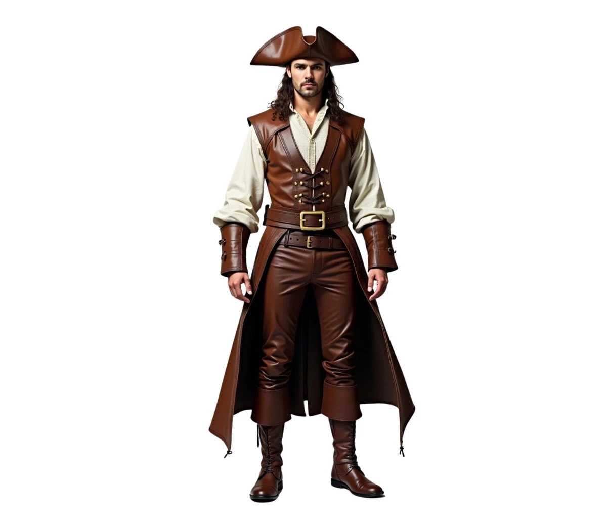 The Obsidian Mariner - Brown Pirate Costume - Captain Pirate Costume Renaissance Faire - Halloween Pirate Costume - Pirate Hat