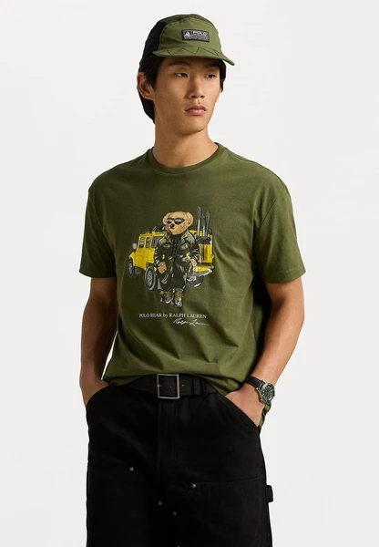 CLASSIC FIT POLO BEAR JERSEY T SHIRT - T-shirt imprimé - new olive defender bear
