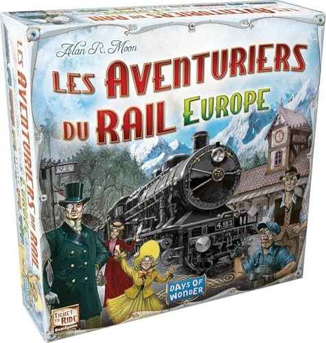 LES AVENTURIERS DU RAIL : EUROPE - Jeu de Base - Version Française - Unbox Now - Jeu de Société Famille pour Enfants dès 8 ans - 2 à 5 Joueurs - Jeu de Stratégie - Compatible Alexa - Days of Wonder