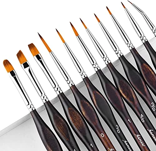 Pinceaux Peinture - 11 Pièces Pinceaux Professionnels pour Les Détails pour Acrylique, Aquarelle, Miniature, Modélisme, Warhammer 40k, Peinture par Numéros | Pinceaux Figurine, Pinceaux Fins