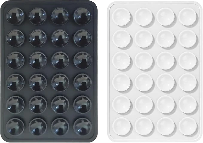 iLamvie Pack de 2 ventouses en Silicone pour Tous Les modèles de téléphones, Support de téléphone antidérapant pour Selfies et vidéos, Mains Libres, Durable et Facile à Utiliser(Noir et Blanc)