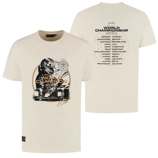 T-shirt Champion du Monde 2024 - Blanc cassé - Max Verstappen
