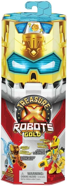TREASURE X Robots Gold - 6 Robots à découvrir. Enlève la Rouille et Assemble Ton Robot. 15 Niveaux d’Aventure. Découvriras-tu Un trésor avec de l’Or véritable ?