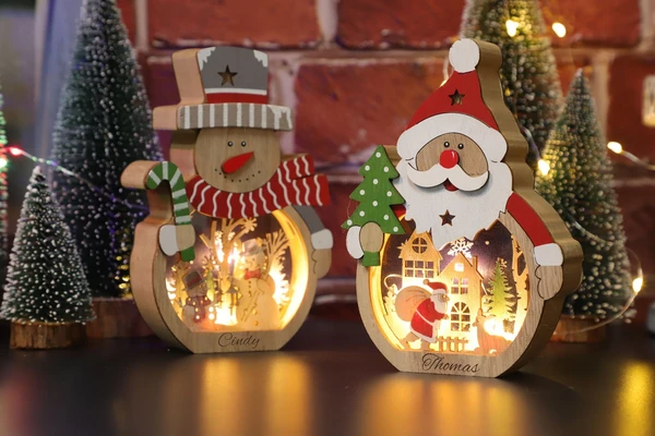 Décorations de Noël lumineuses personnalisées, Lanterne du père Noël, Décoration de lampe de Noël, Décoration de bureau, Décoration d'intérieur pour fête de Noël