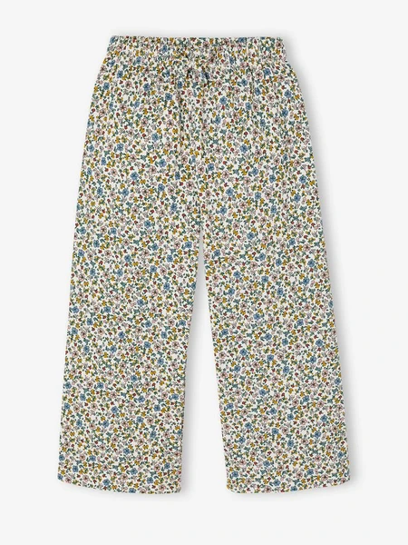 Pantalon fille legging large blanc imprimé - Vertbaudet