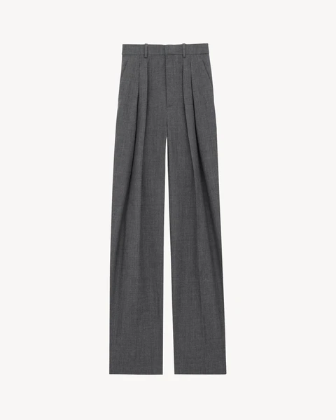 Pantalon ample en laine chinée