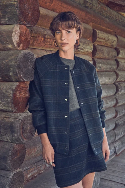 Bomber en laine à carreaux KIM