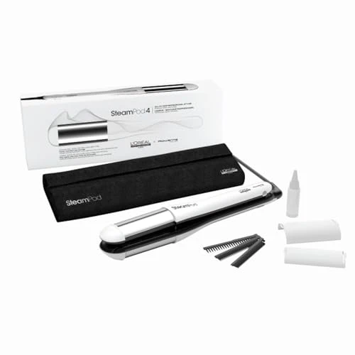 STEAMPOD 4 - Lisseur Boucleur Vapeur - 95% De Dommages En Moins - Coiﬀage 3x + Rapide - 3 Températures - Technologie Vapeur Brevetée - Avec Accessoires - Tous Types De Cheveux - L'Oréal Professionnel