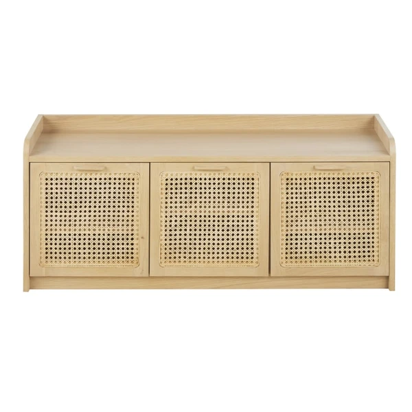 Banc 3 portes et cannage en rotin