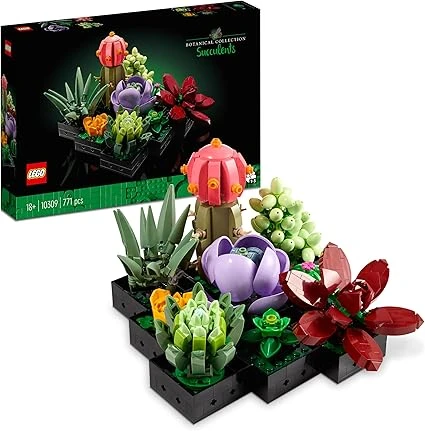 LEGO Botanicals Les Succulentes - Set de Construction - Plantes Artificielles - Maquettes de 9 Petites Plantes - Décoration Intérieure pour la Maison ou Le Bureau - Idée de Cadeau pour Adulte 10309