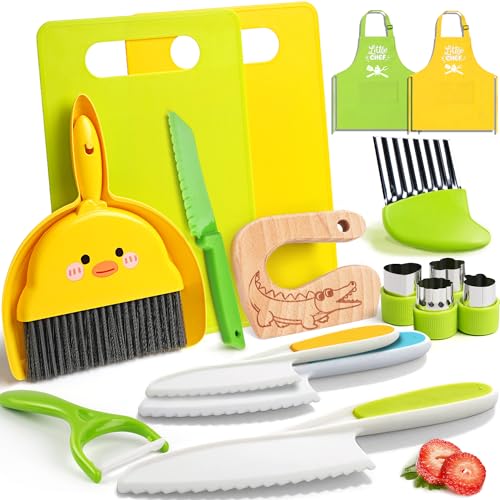 Kit Couteaux Sécurité de Cuisine Enfants - 14 Pièces Couteau Montessori | Sans BPA, Design Adapté aux Enfants, Couteaux Enfant qui ne Coupe pas, Couteau Bebe Apprentissage, Idée Cadeau dès 2 ans Kit Couteaux Sécurité de Cuisine Enfants - 14 Pièces Couteau Montessori | Sans BPA, Design Adapté aux Enfants, Couteaux Enfant qui ne Coupe pas, Couteau Bebe Apprentissage, Idée Cadeau dès 2 ans