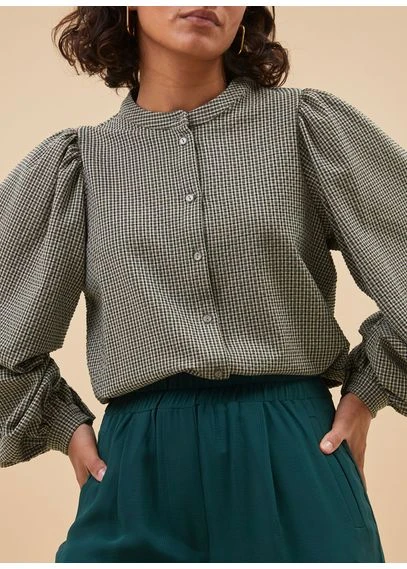 Blouse col rond imprimée | Vert