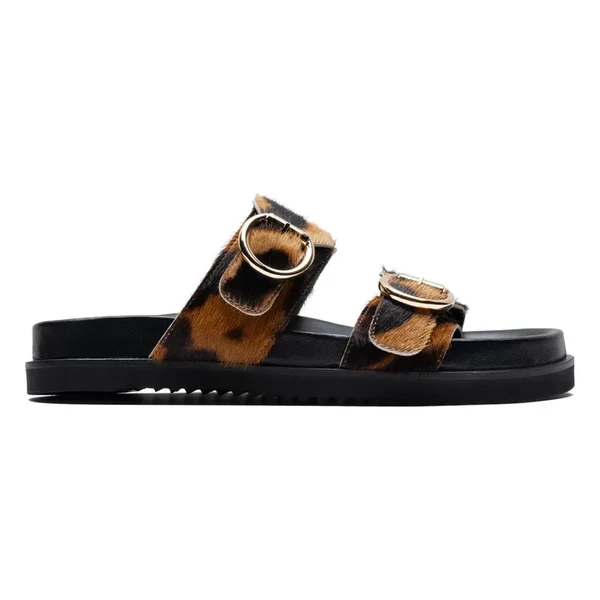Sandales Double Boucles Léopard | Vert kaki