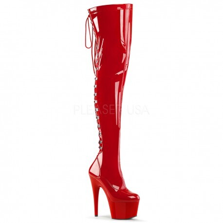 Cuissardes Plateformes Hautes Pleaser ADORE-3063 Rouge vernis - PoleDanceShopping.com