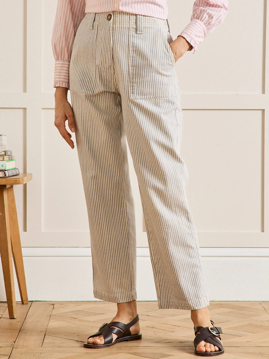Pantalon cargo rayé femme coton Léonie