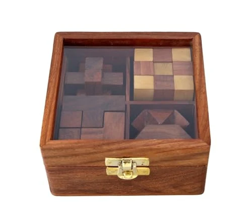 Ajuny Coffret de Jeux de Puzzle en Bois – Casse tête 3D Stimulants pour Adolescents et Adultes avec Boîte de Rangement Décorative pour Test de QI Cadeaux de Jeu Fabriqués à la Main