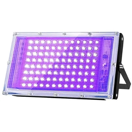 Glostars Projecteur lumière noire 100W, Luminaire UV Puissant, 395 nm, Etanche IP66, peut être utilisé pour les Soirées à la Lumière Noire, les Affiches Fluorescentes (un paquet)