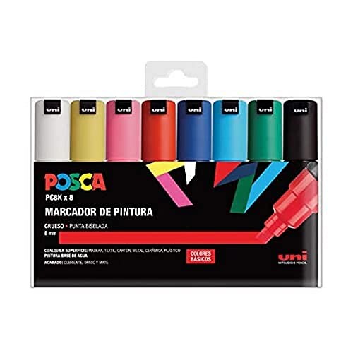UNI Posca Set PC 8K Basic Lot de 8 marqueurs
