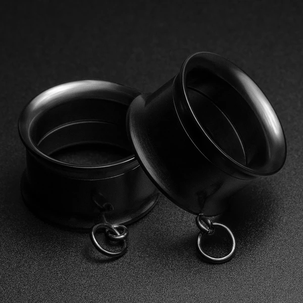 Design Your Own Dangles Black PVD Internally Threaded Double Flare Tunnels | 316L Surgical Steel Ear Gauges For Stretched Ears|Flesh Tunnels