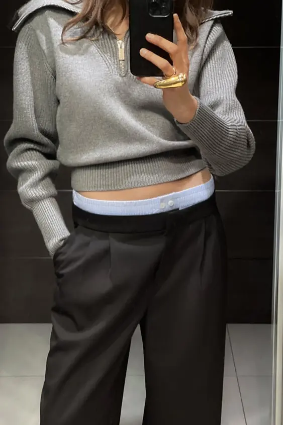 PANTALON AVEC TAILLE DOUBLE BIMATIÈRE