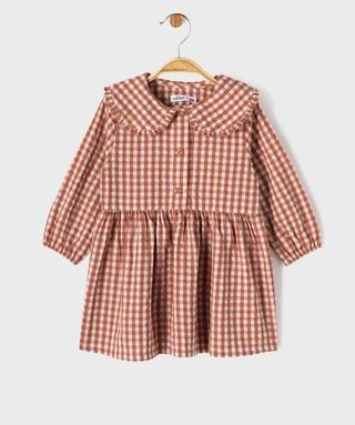 Robe manches longues en coton à carreaux vichy bébé fille