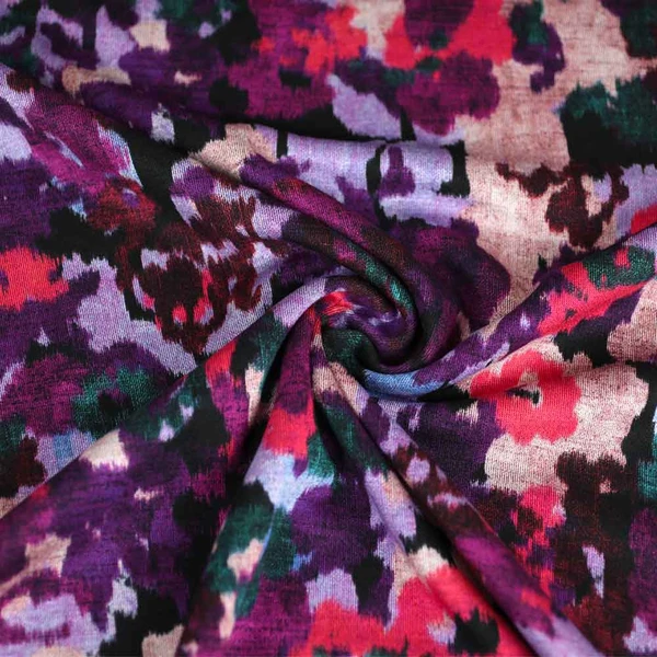 Tissu jersey maille Milano Véronica à motif floral | Pour couture d'habits stretch : tee-shirt ou robe