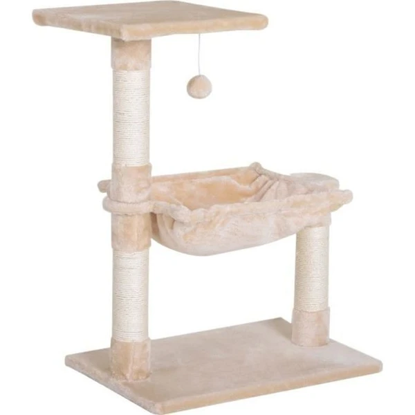 PawHut Arbre à chat 3 griffoirs grattoirs sisal naturel plateforme hamac et boule suspendue peluche courte beige