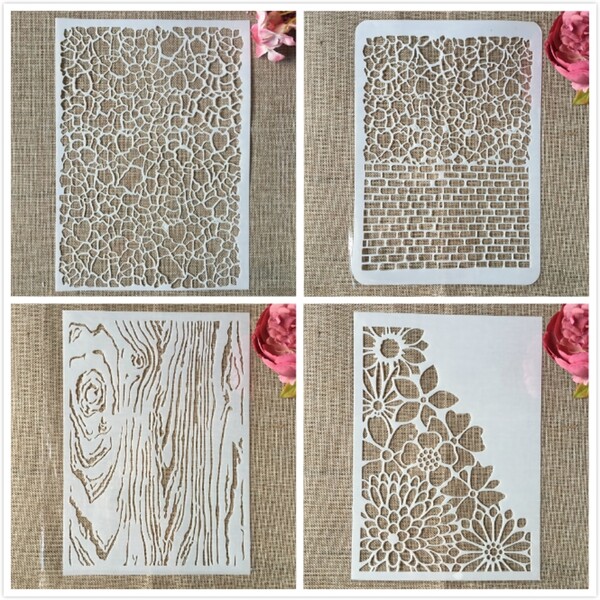 Pochoirs à designs décoratifs pour loisirs créatifs, motif marguerite, pour peinture sur bois, mosaïque, scrapbooking, format A4, 29 cm, 4 pièces/lot