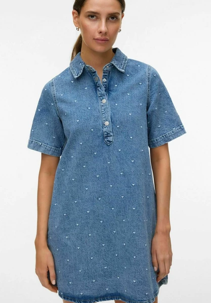 Vero Moda OCINA - Robe en jean - medium blue denim/bleu chiné - ZALANDO.FR
