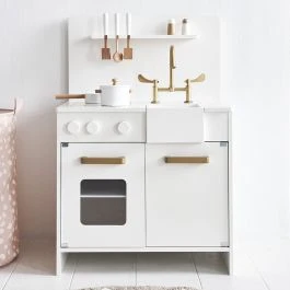 Cuisine enfant bois avec 7 accessoires | Blanc