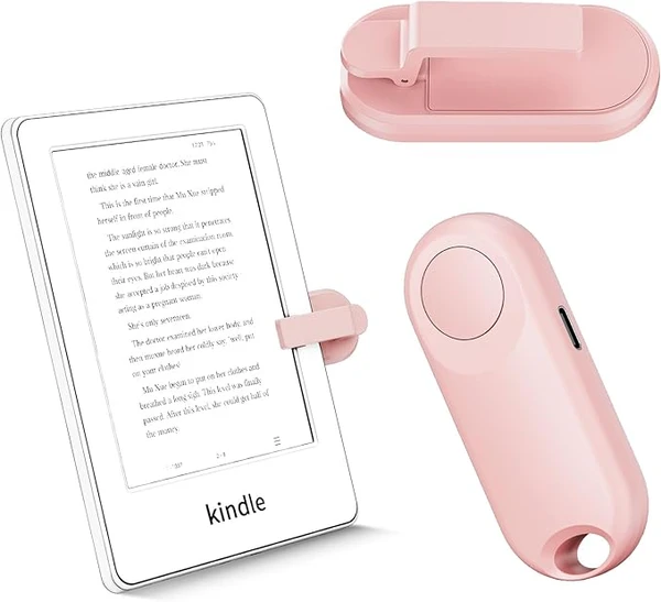 Télécommande RF pour Changement de Page sur Kindle iPad Lecture Kobo Surface Comics/Romans iPhone Tablettes Android Enregistrement Vidéo à Distance (Rose)