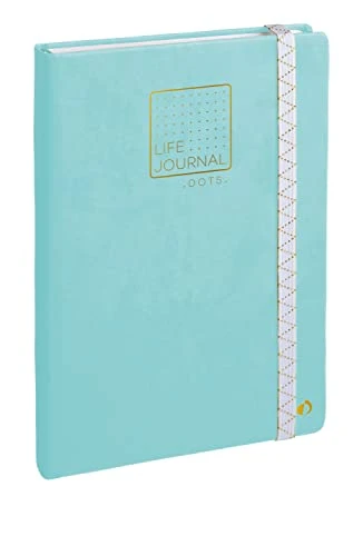 Quo Vadis - Collection : Life Journal - CARNET DE NOTES A POINTS (DOTS) Type Bullet Journal - Fermeture élastique - Rabat - Papier blanc Clairefontaine - Couverture rigide - Format 15x21cm - Vert Eau