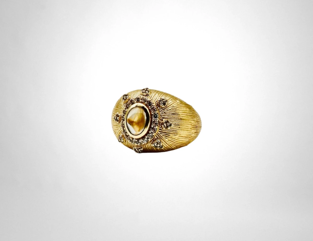 BAGUE CYCLAMEN AMETHYSTE VERTE