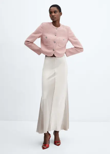 Jupe satinée bas effiloché - Femme | Mango France