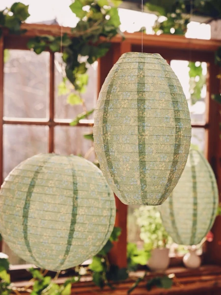 Lanternes en papier de riz | Papier. Ø20 cm. Lot de 2. | Green