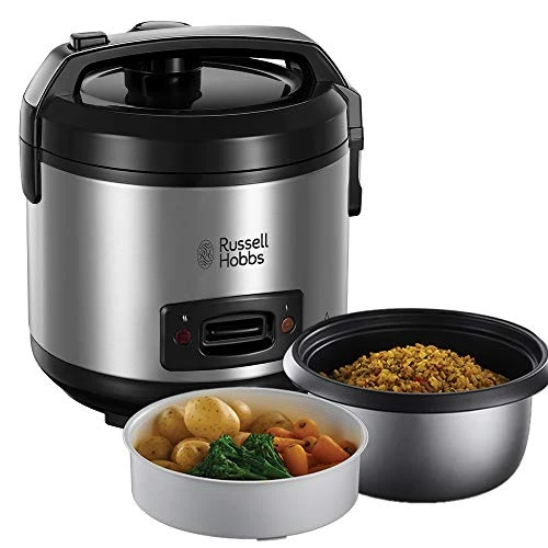 Russell Hobbs Cuiseur de Riz [2en1 - Simple &amp; Rapide] Classic (1,2L, Panier Vapeur, Couvercle Verrouillable, Maintien au Chaud Auto, Bol Antiadhésif Amovible) 27080-56 (Exclusivité Amazon)