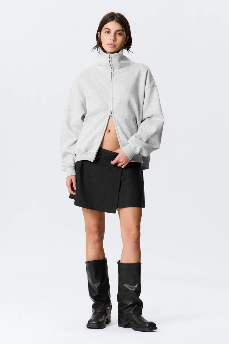 Cardigan zippé ample col cheminée