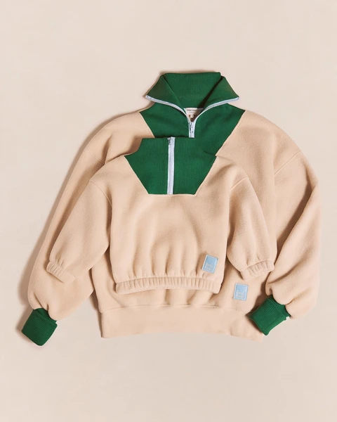 Le duo de sweats en polaire et col zippé Femme x Mini - latte