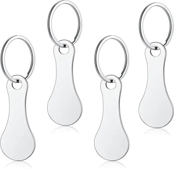 4 extracteurs de caddie en acier inoxydable, jeton de caddie amovible comme porte-clés, fixation de clé de jeton de caddie