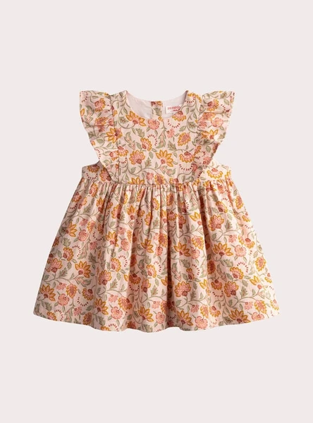 Robe rose pastel imprimé à fleurs pour bébé fille
