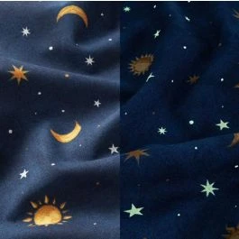 Toile semi panama phosphorescente imprimée nuit etoilée