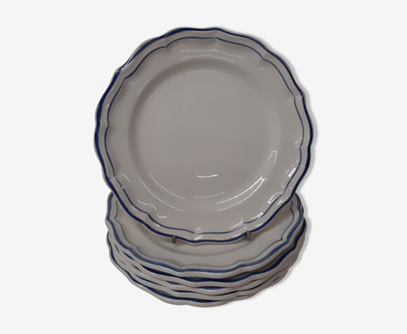 Lot de 6 assiettes lunch collection filets bleu | Selency