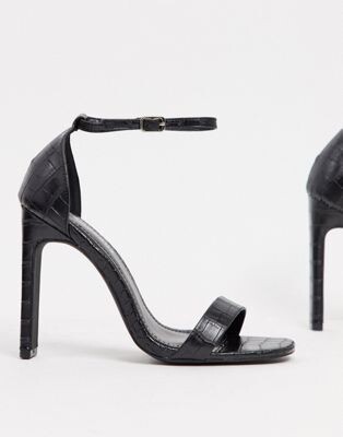 Sandales minimalistes à talons - Noir effet croco | ASOS