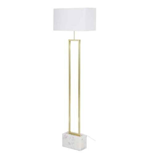 Lampadaire en métal doré et marbre blanc H159 | Maisons du Monde