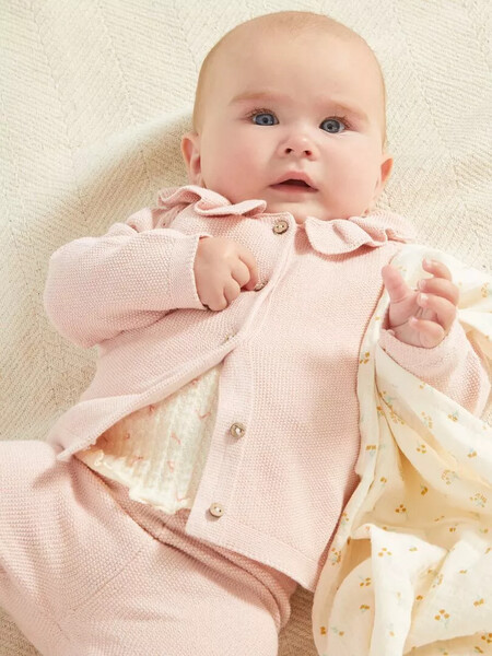 Gilet en maille vieux rose