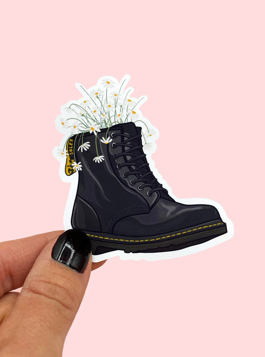 Black Boot and Daisies Sticker | Black Floral sticker | Daisy sticker |  Decal | Journaling | Bujo | Scrapbook
